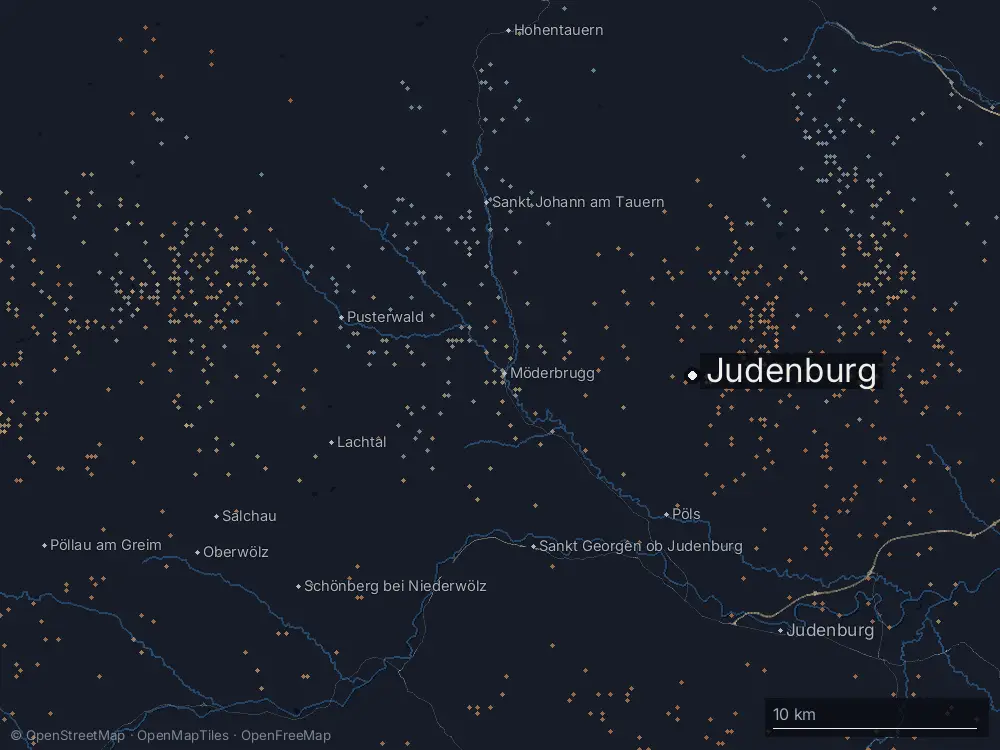Karte der Blitze bei Judenburg am Freitag, 19. Juli 2024