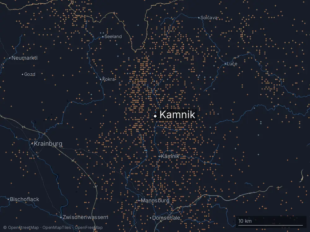 Karte der Blitze bei Kamnik am Freitag, 19. Juli 2024