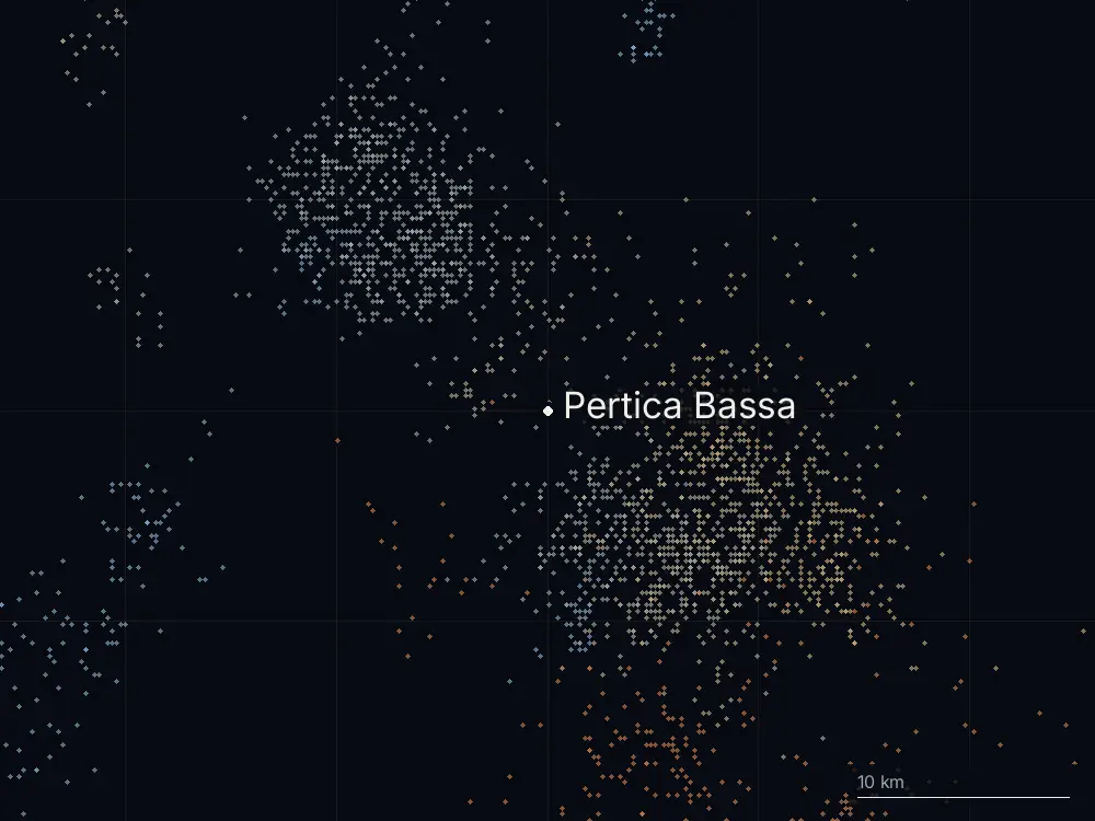 Karte der Blitze bei Pertica Bassa am Mittwoch, 14. August 2024
