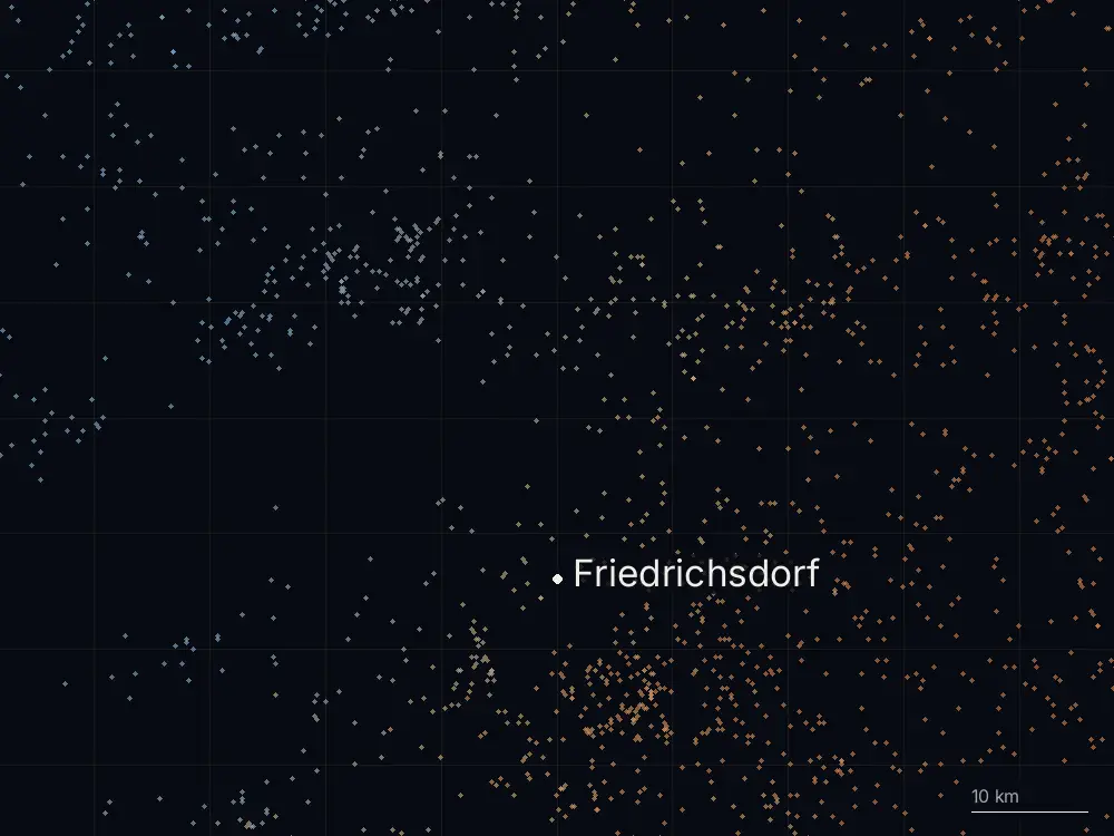 Karte der Blitze bei Friedrichsdorf am Samstag, 3. Mai 2025