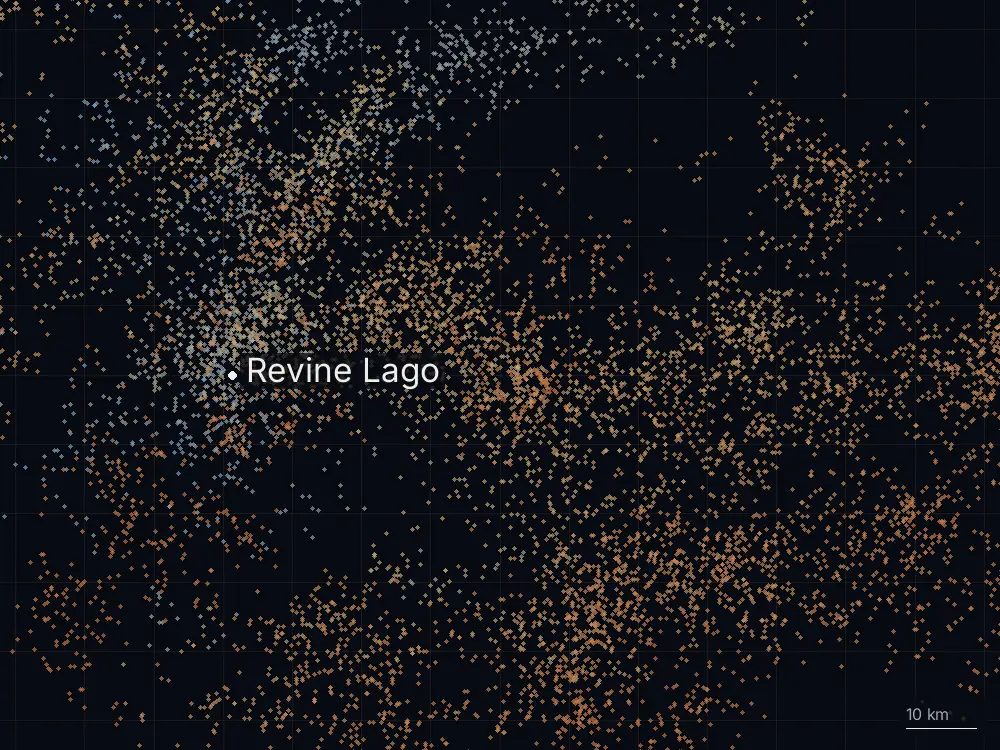 Karte der Blitze bei Revine Lago am Donnerstag, 26. Juni 2025