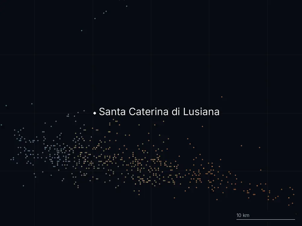Karte der Blitze bei Santa Caterina di Lusiana am Mittwoch, 23. Juli 2025