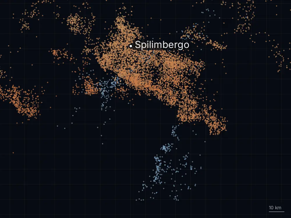 Karte der Blitze bei Spilimbergo am Sonntag, 27. Juli 2025