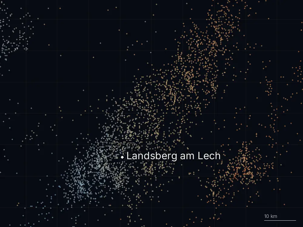 Karte der Blitze bei Landsberg am Lech am Donnerstag, 4. September 2025