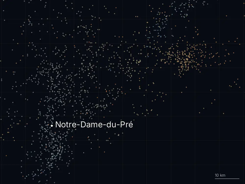 Karte der Blitze bei Notre-Dame-du-Pré am Donnerstag, 4. September 2025