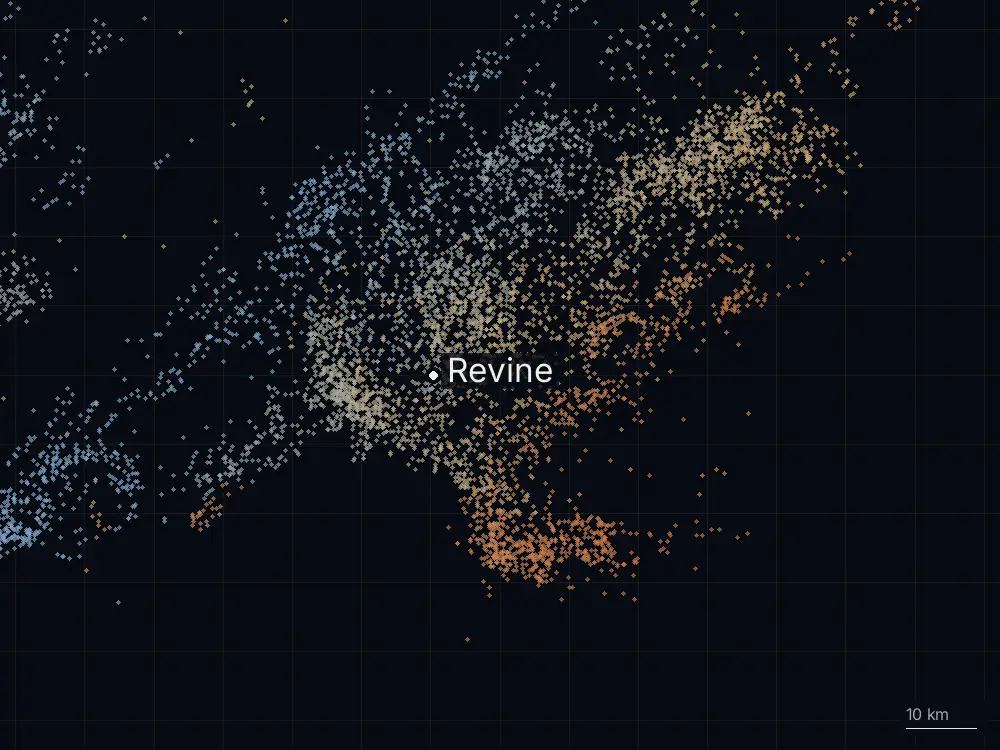 Karte der Blitze bei Revine am Freitag, 5. September 2025