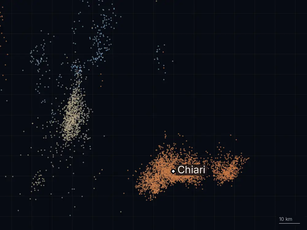 Karte der Blitze bei Chiari am Montag, 22. September 2025