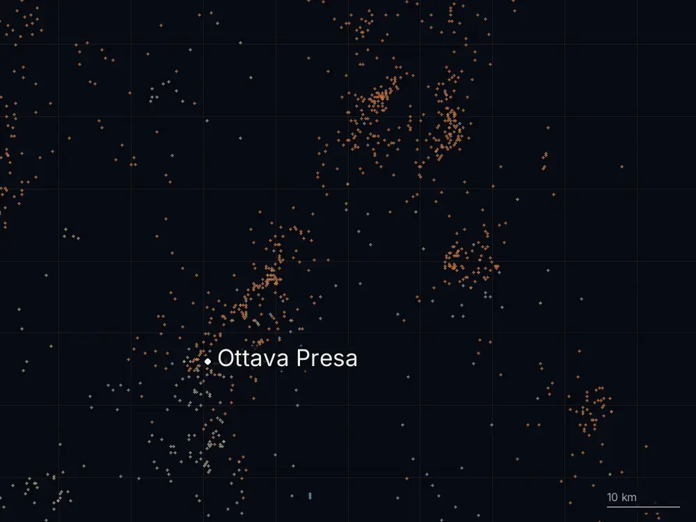Karte der Blitze bei Ottava Presa am Mittwoch, 24. September 2025