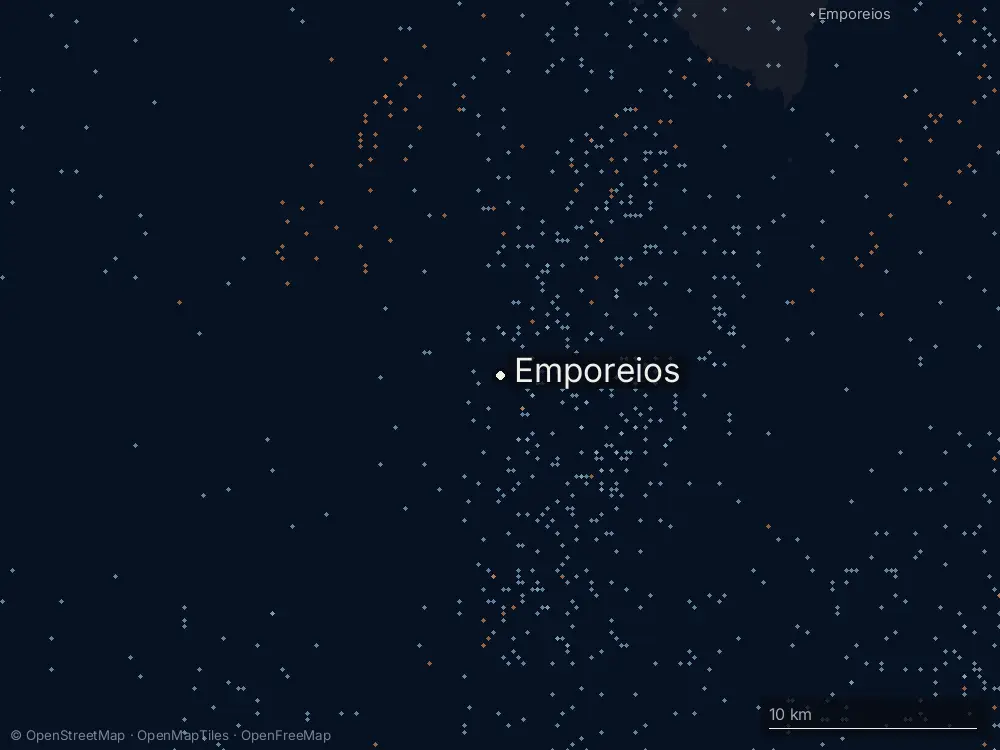 Karte der Blitze bei Emporeios am Donnerstag, 22. Januar 2026