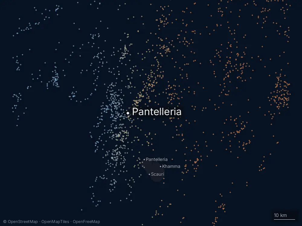 Karte der Blitze bei Pantelleria am Sonntag, 15. März 2026