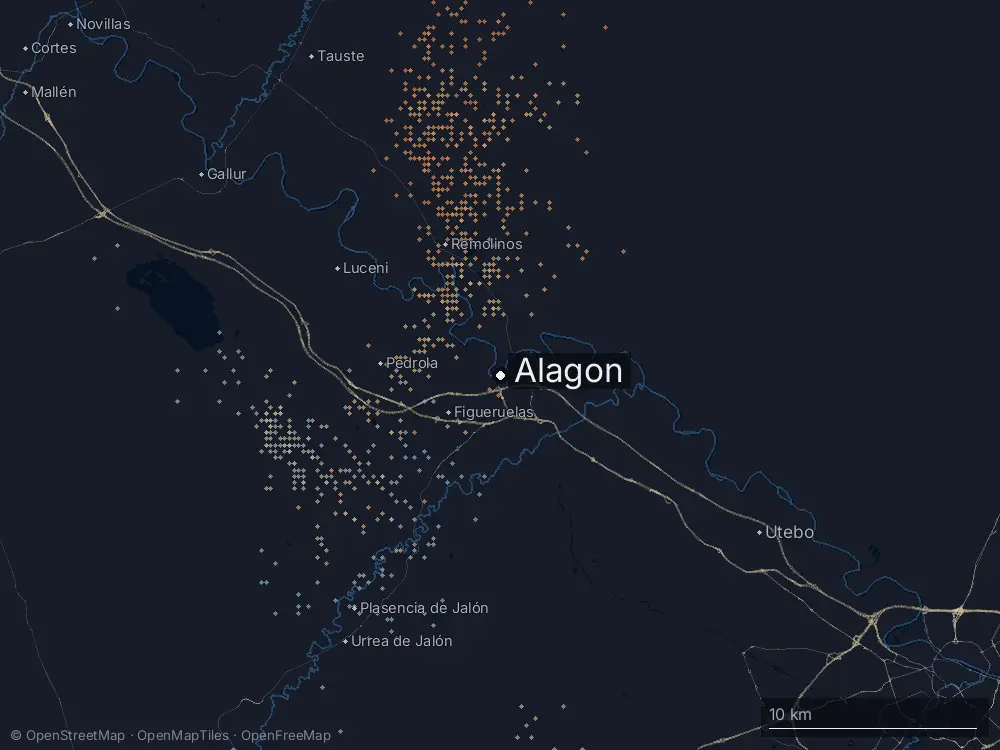 Karte der Blitze bei Alagon am Samstag, 18. April 2026