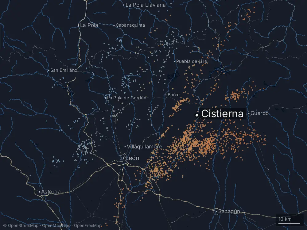 Karte der Blitze bei Cistierna am Samstag, 18. April 2026