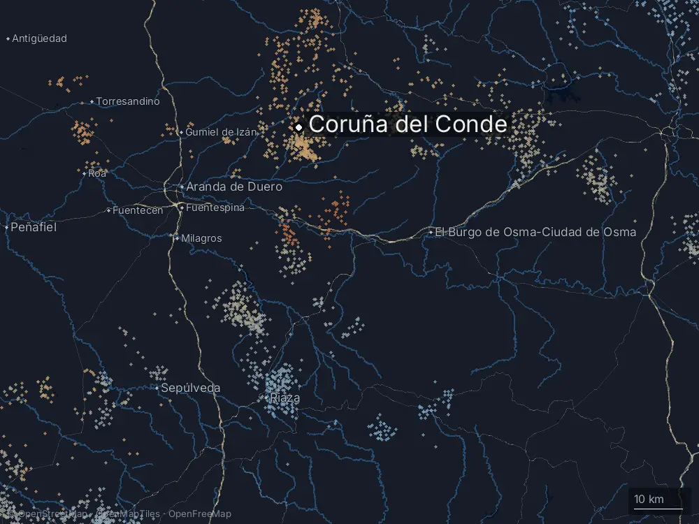 Karte der Blitze bei Coruña del Conde am Samstag, 18. April 2026