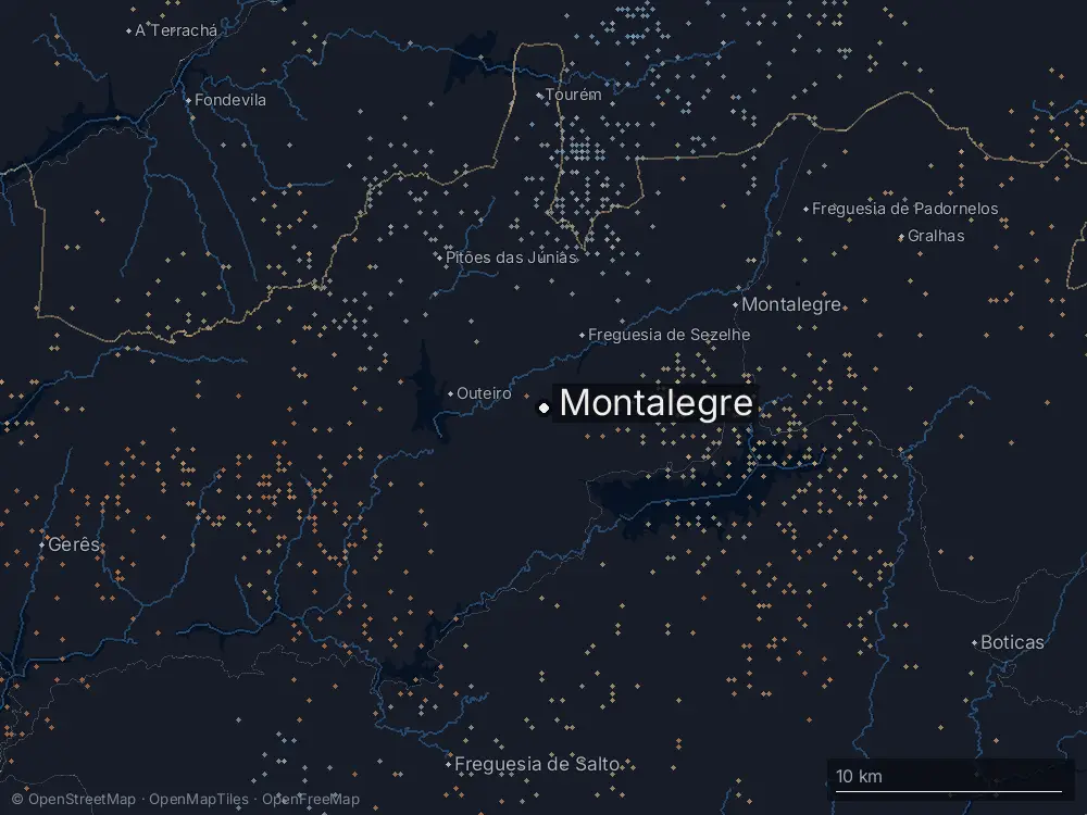 Karte der Blitze bei Montalegre am Montag, 27. April 2026