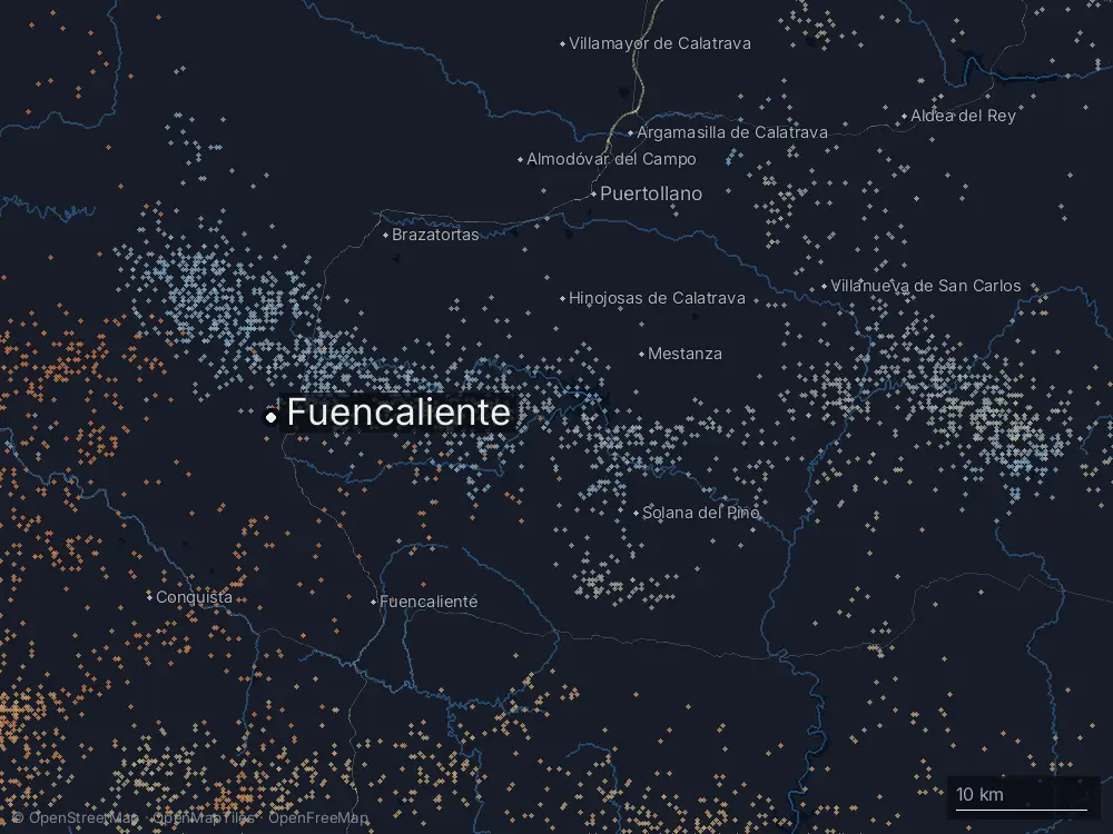 Karte der Blitze bei Fuencaliente am Dienstag, 28. April 2026
