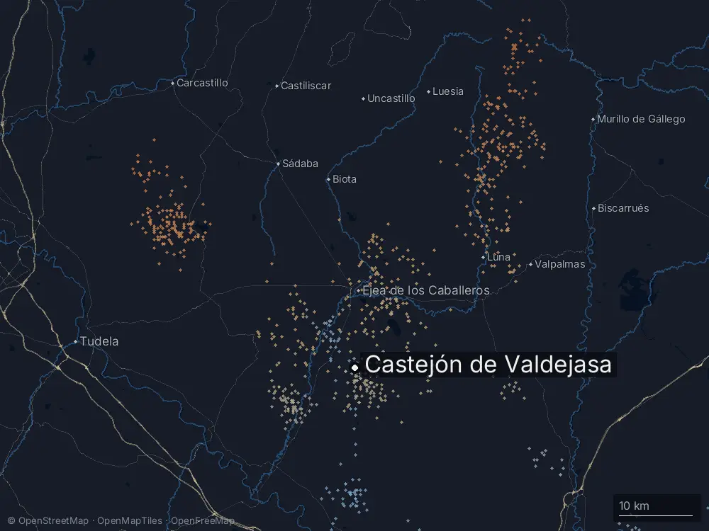 Karte der Blitze bei Castejón de Valdejasa am Freitag, 1. Mai 2026
