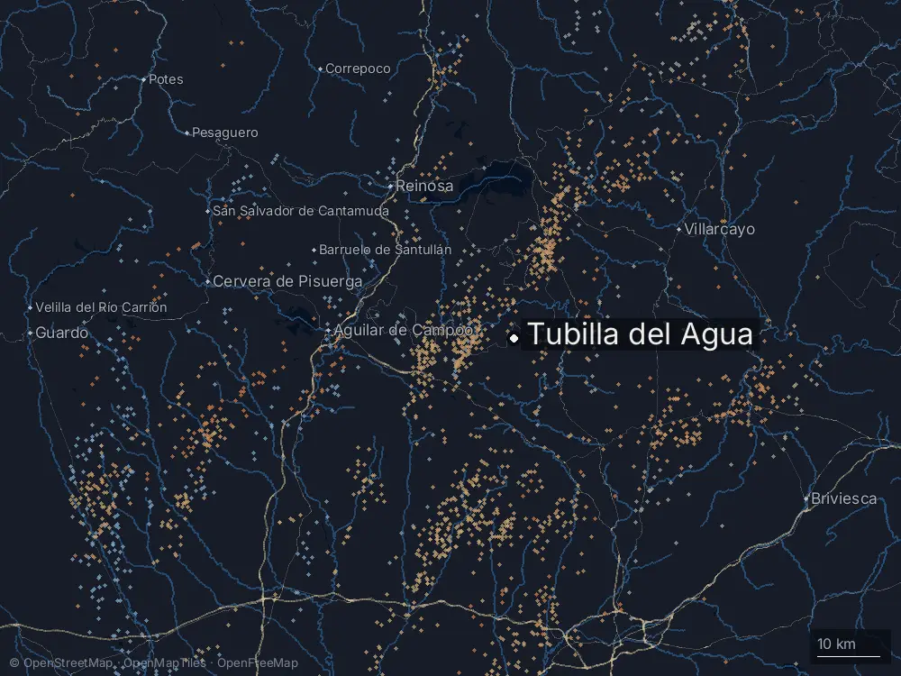 Karte der Blitze bei Tubilla del Agua am Samstag, 2. Mai 2026