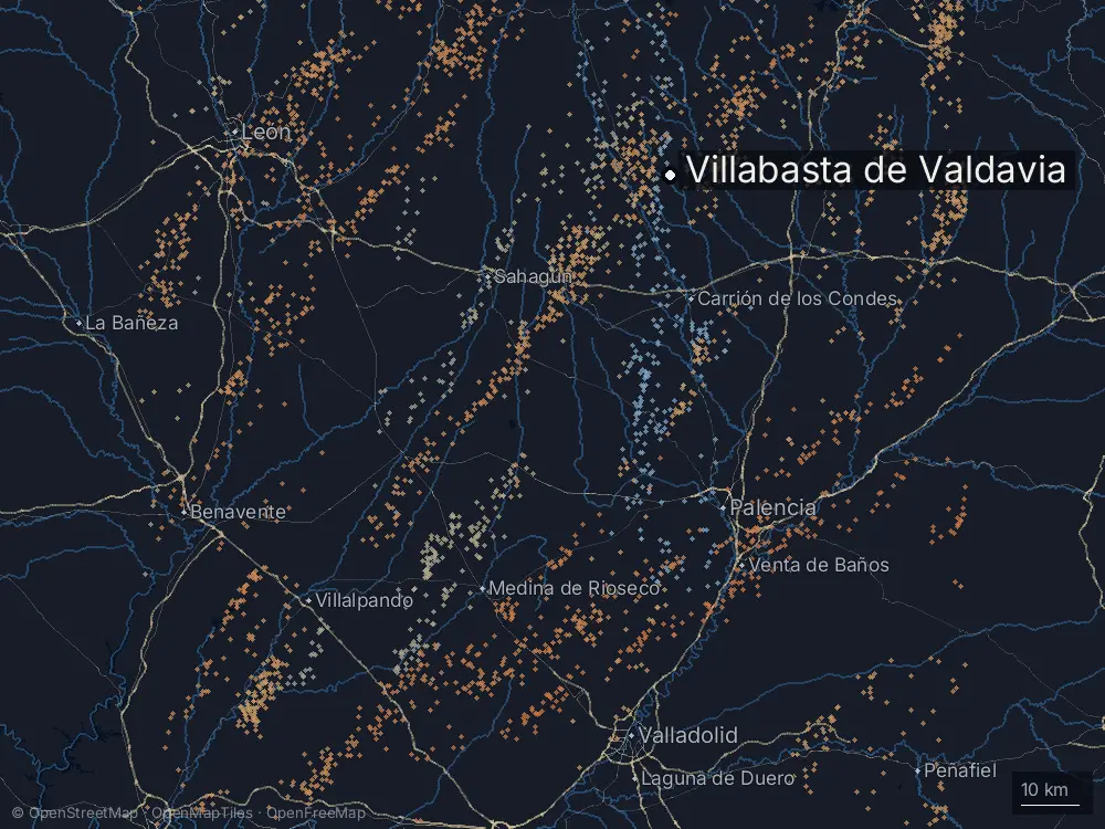 Karte der Blitze bei Villabasta de Valdavia am Samstag, 2. Mai 2026