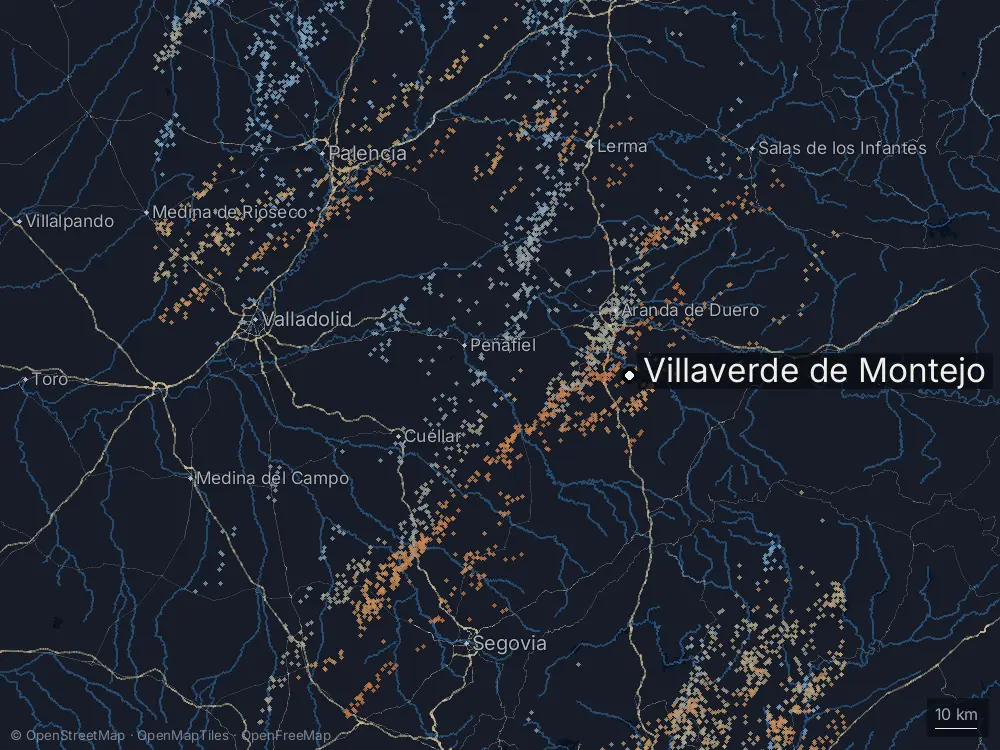 Karte der Blitze bei Villaverde de Montejo am Samstag, 2. Mai 2026
