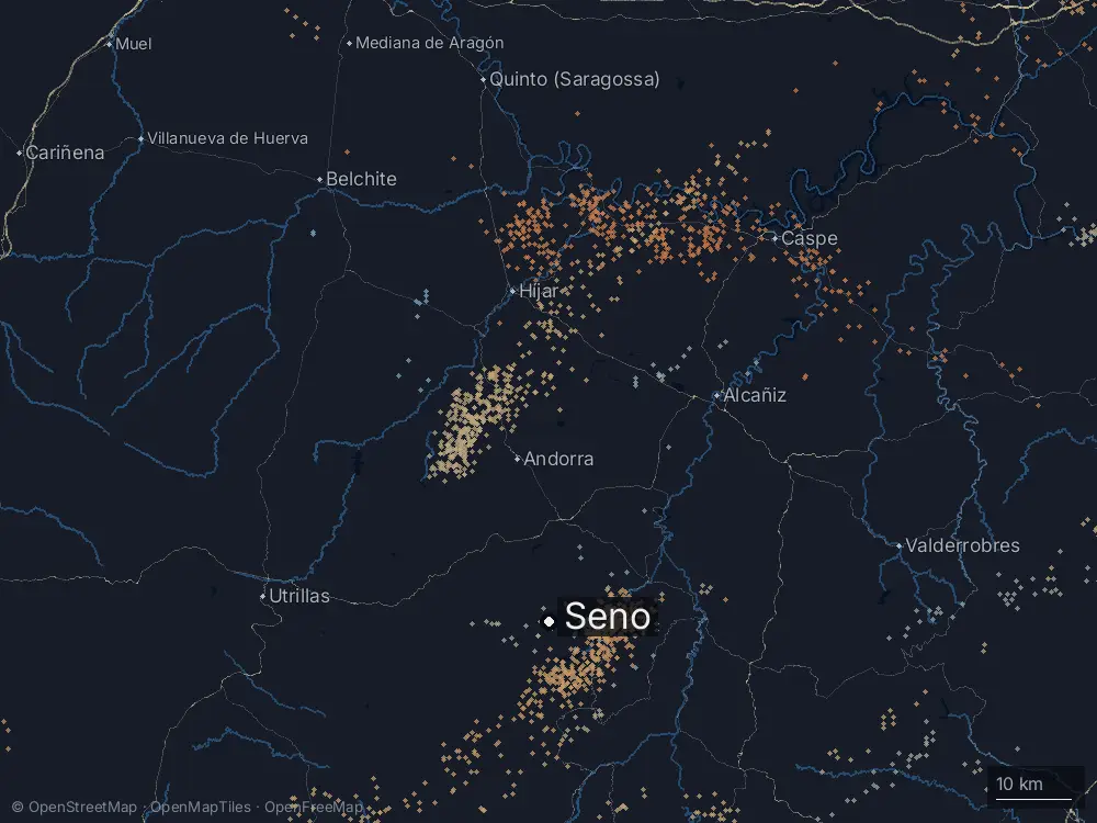 Karte der Blitze bei Seno am Dienstag, 5. Mai 2026