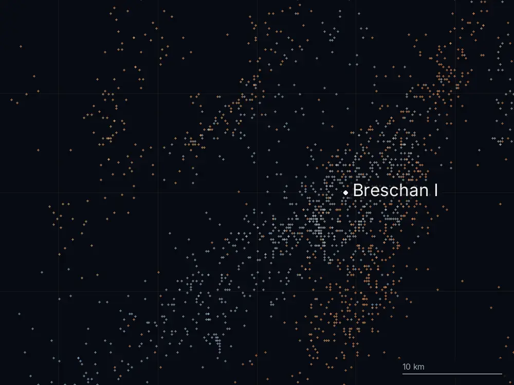 Karte der Blitze bei Breschan Ⅰ am Mittwoch, 6. Mai 2026