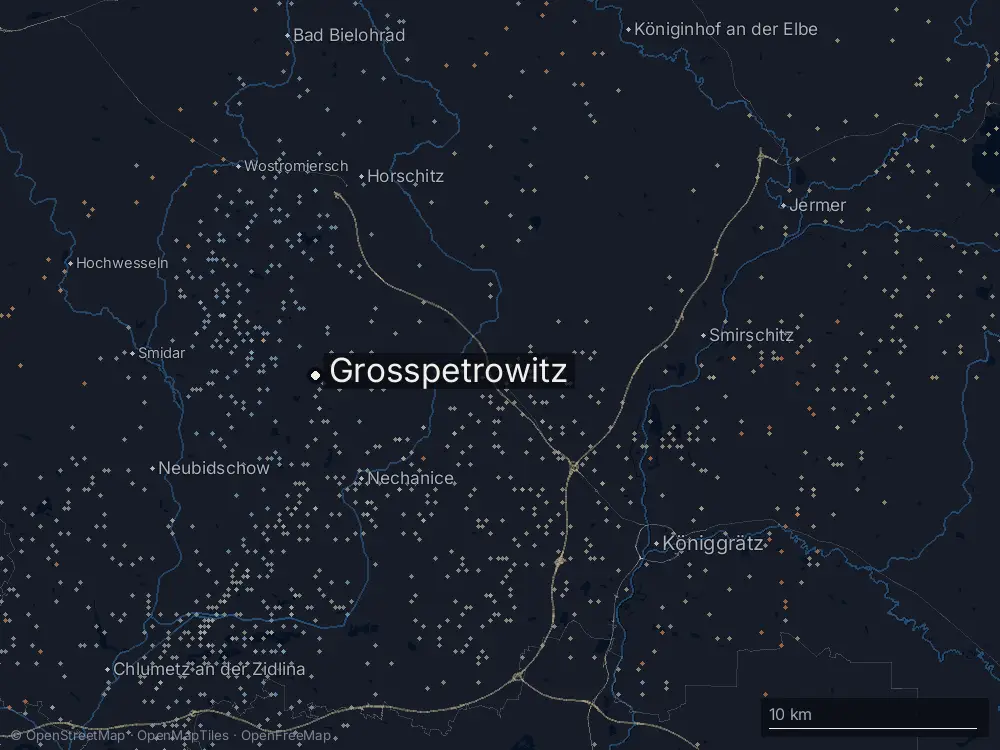 Karte der Blitze bei Grosspetrowitz am Mittwoch, 6. Mai 2026
