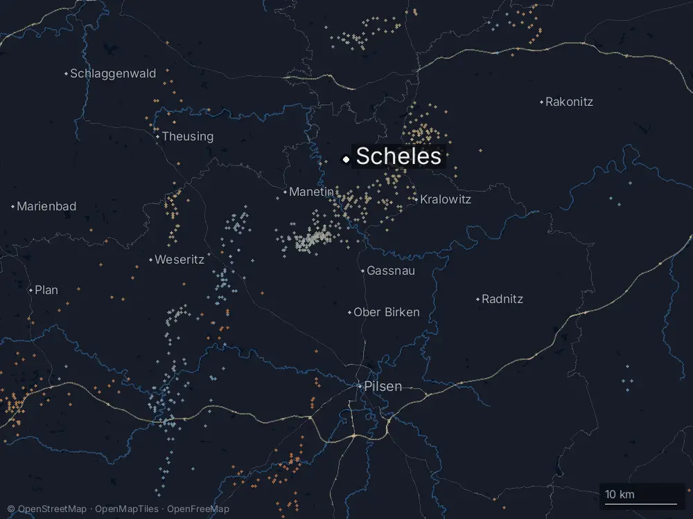 Karte der Blitze bei Scheles am Mittwoch, 6. Mai 2026