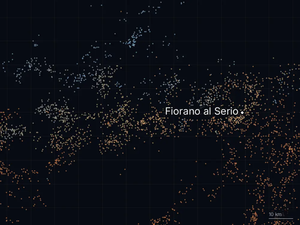 Karte der Blitze bei Fiorano al Serio am Donnerstag, 14. Mai 2026