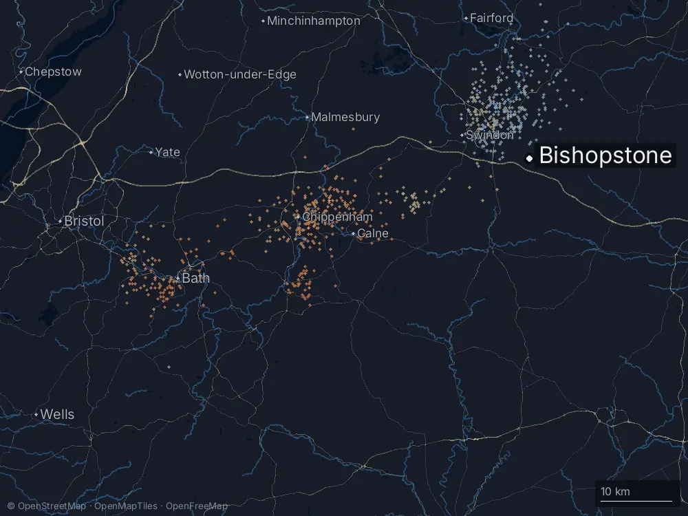Karte der Blitze bei Bishopstone am Dienstag, 26. Mai 2026