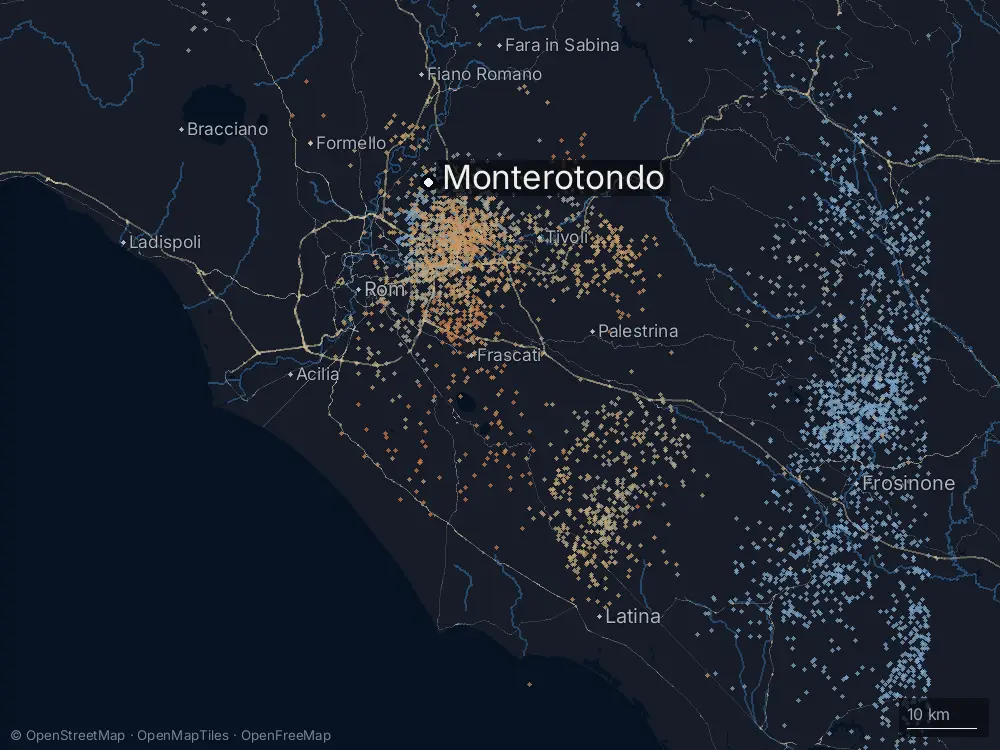 Karte der Blitze bei Monterotondo am Donnerstag, 28. Mai 2026