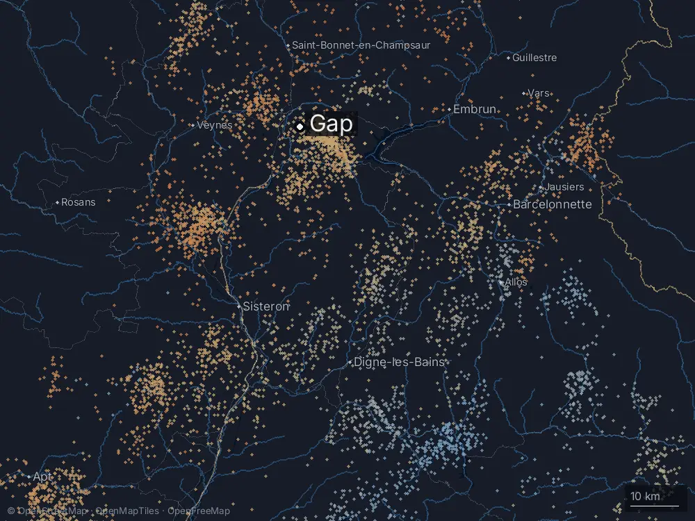 Karte der Blitze bei Gap am Freitag, 29. Mai 2026