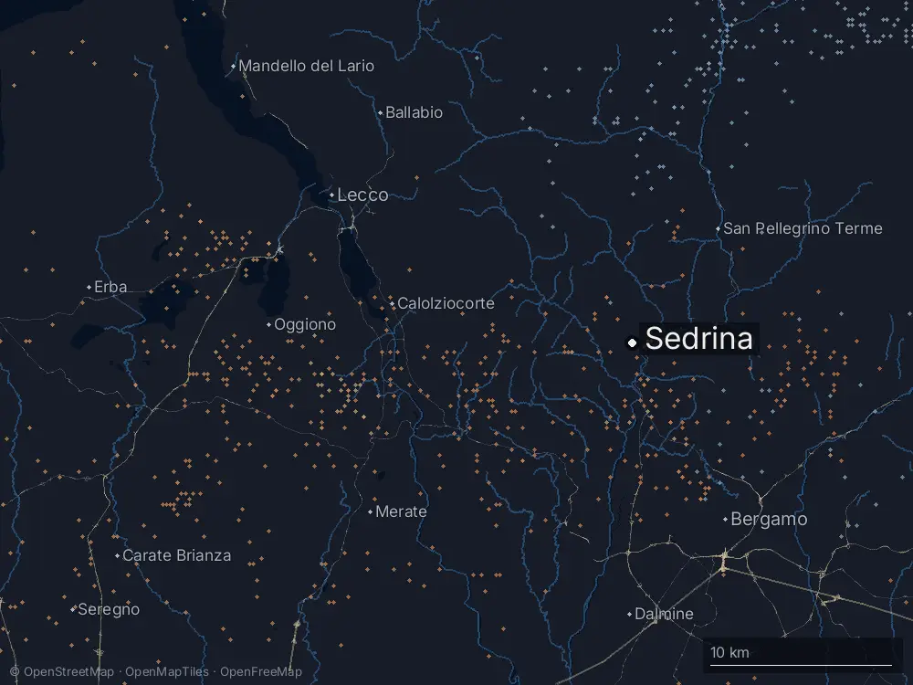 Karte der Blitze bei Sedrina am Sonntag, 31. Mai 2026