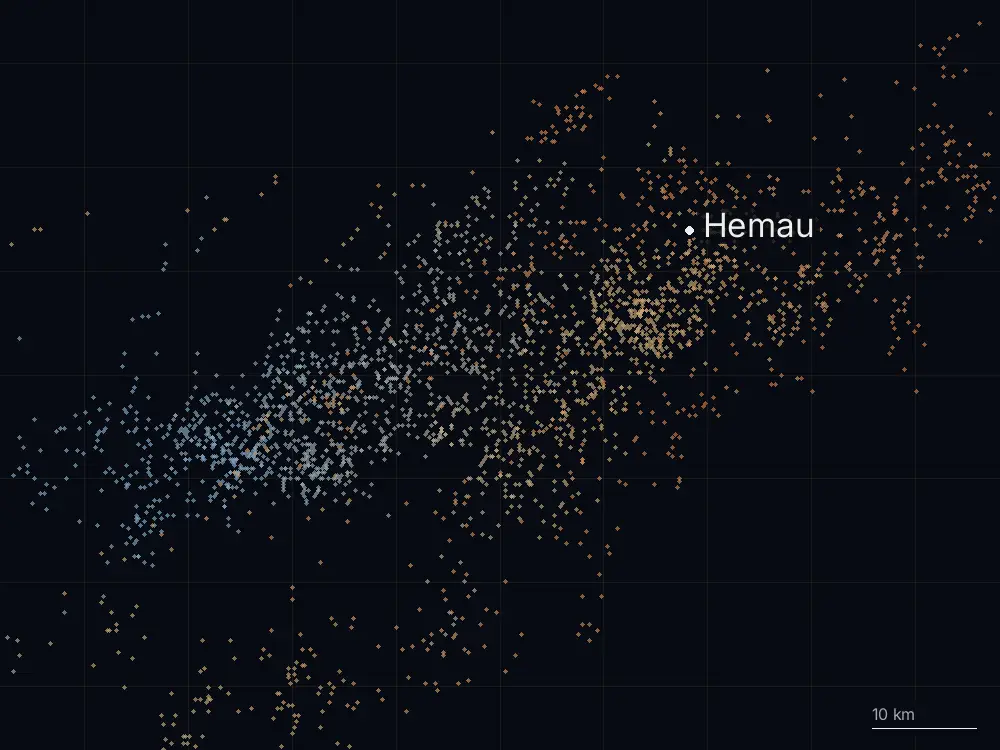 Karte der Blitze bei Hemau am Dienstag, 2. Juni 2026