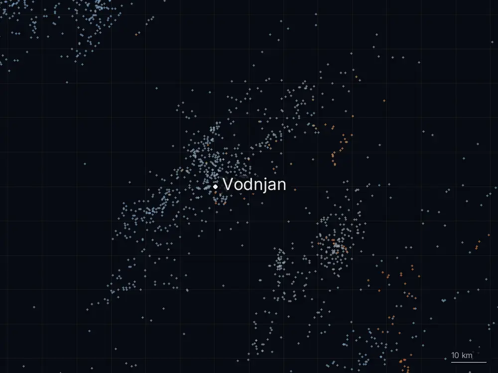 Karte der Blitze bei Vodnjan am Mittwoch, 3. Juni 2026