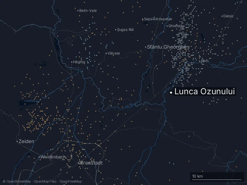 Karte der Blitze bei Lunca Ozunului am Samstag, 6. Juni 2026