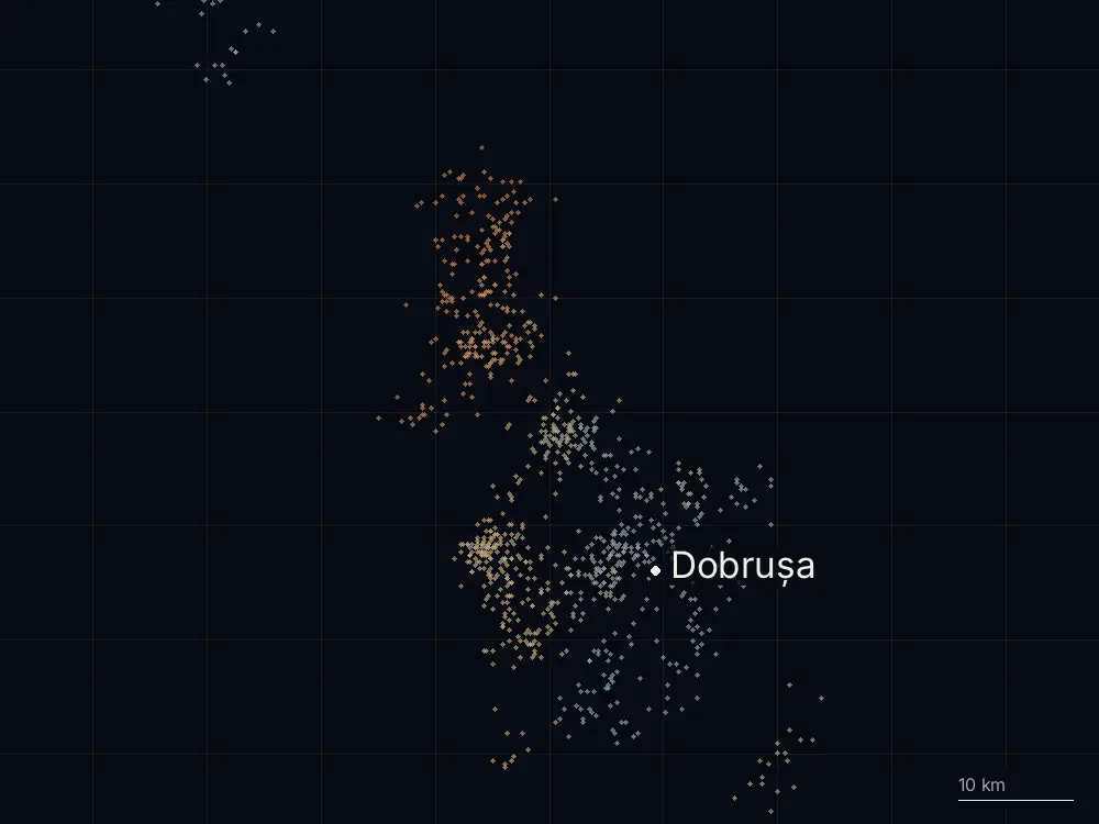 Karte der Blitze bei Dobrușa am Donnerstag, 11. Juni 2026