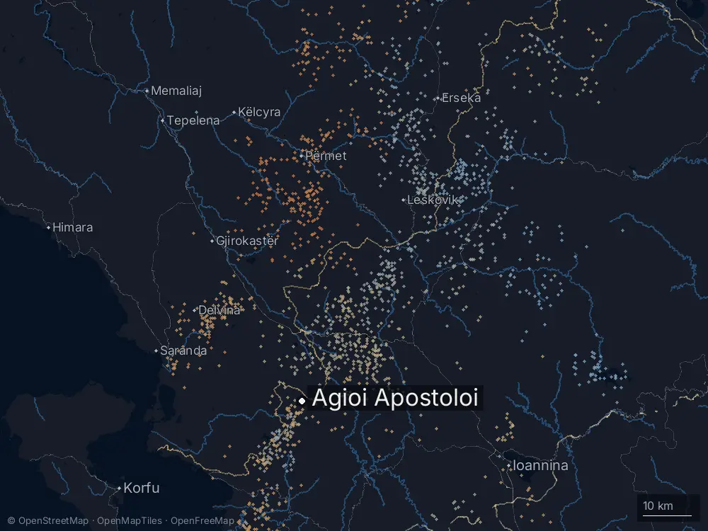 Karte der Blitze bei Agioi Apostoloi am Mittwoch, 17. Juni 2026