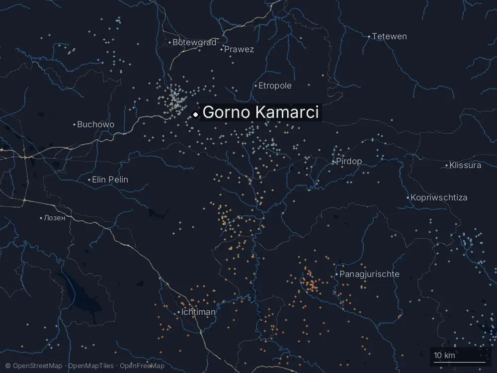 Karte der Blitze bei Gorno Kamarci am Mittwoch, 17. Juni 2026