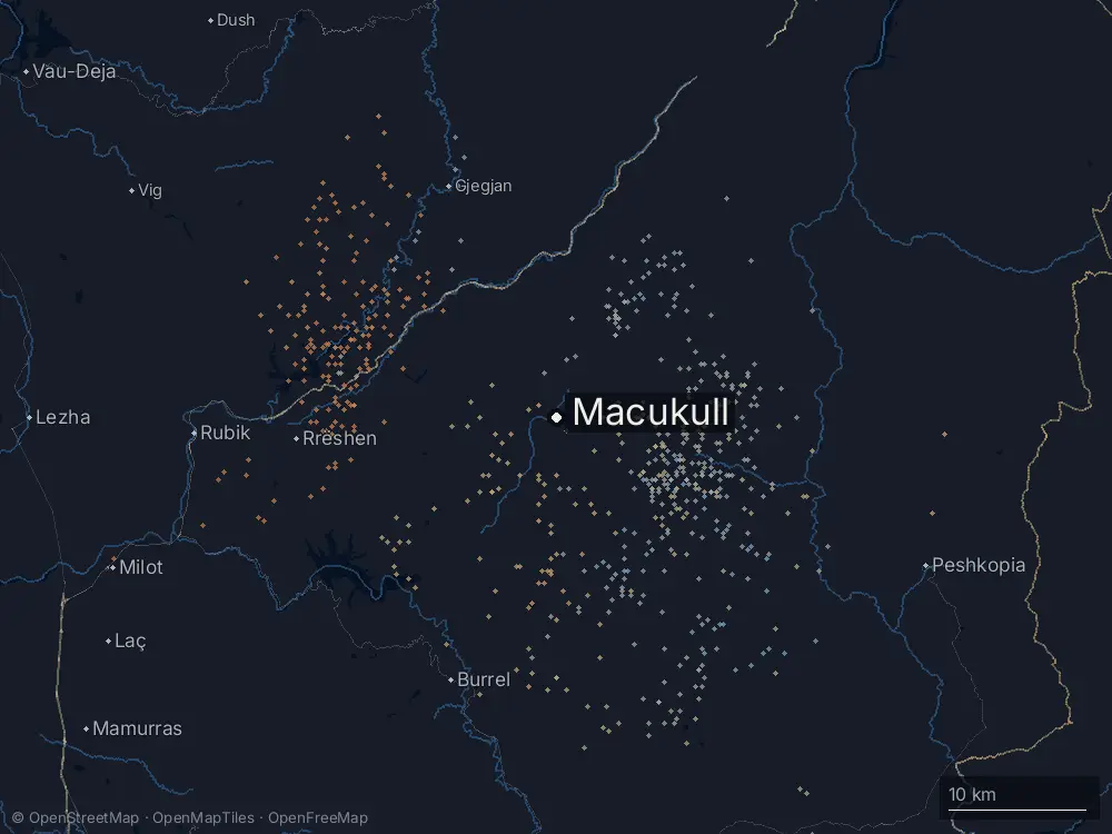 Karte der Blitze bei Macukull am Mittwoch, 17. Juni 2026