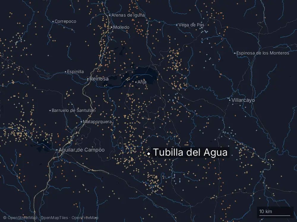 Karte der Blitze bei Tubilla del Agua am Mittwoch, 17. Juni 2026
