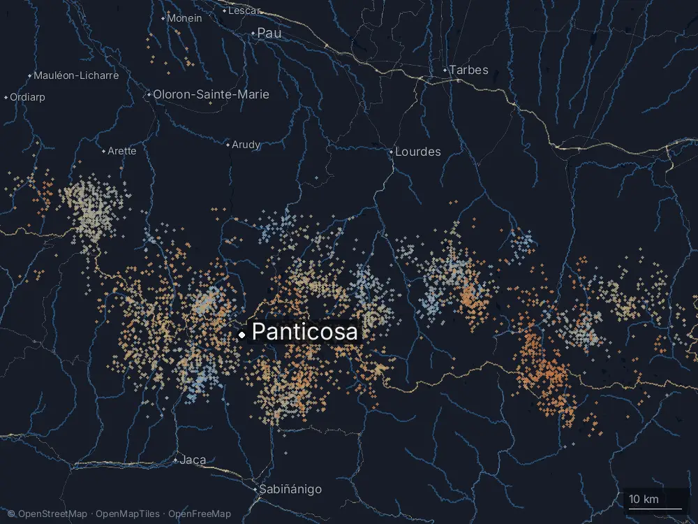 Karte der Blitze bei Panticosa am Donnerstag, 18. Juni 2026