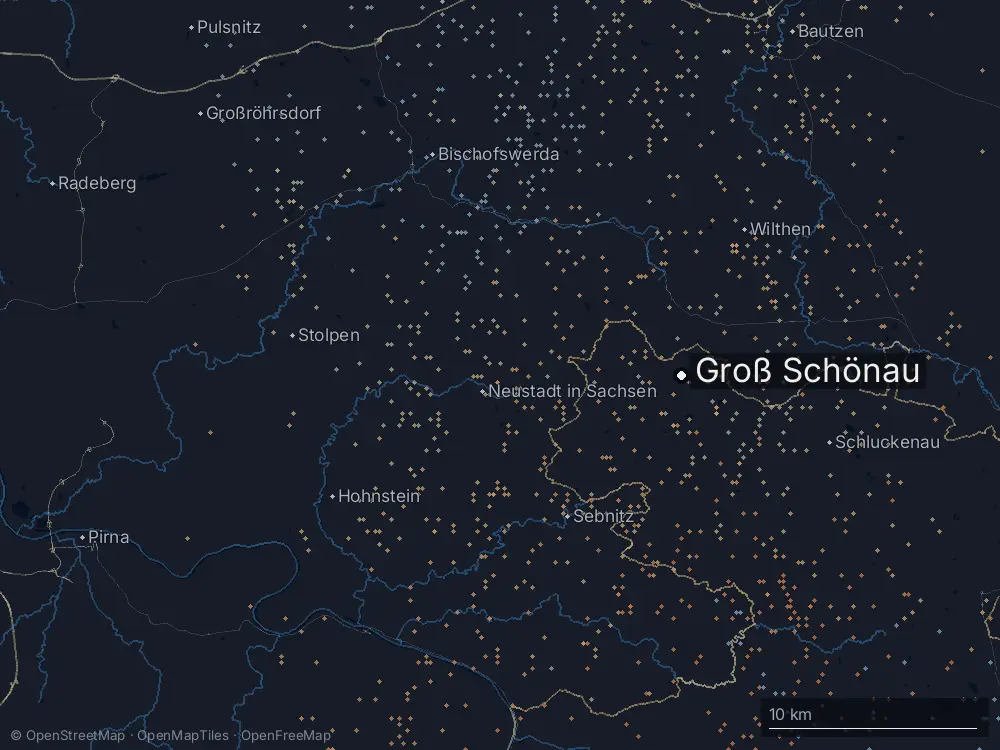 Karte der Blitze bei Groß Schönau am Sonntag, 21. Juni 2026