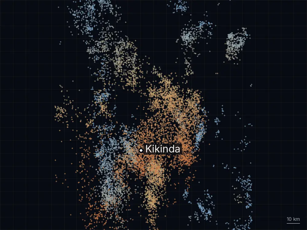 Karte der Blitze bei Kikinda am Montag, 22. Juni 2026