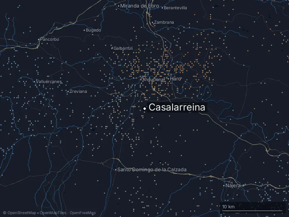 Karte der Blitze bei Casalarreina am Sonntag, 28. Juni 2026