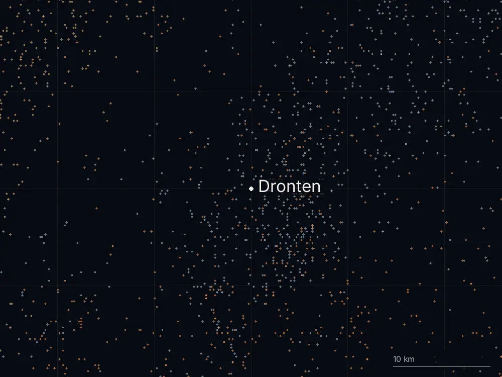 Karte der Blitze bei Dronten am Sonntag, 28. Juni 2026