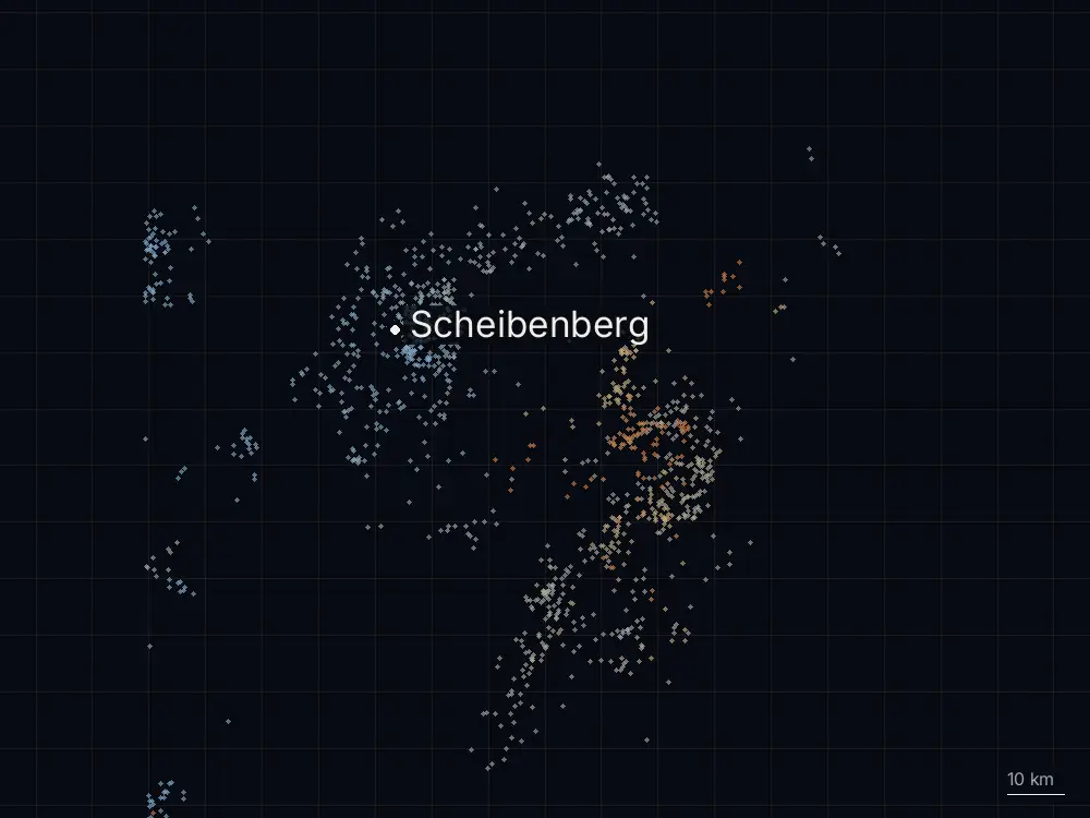Karte der Blitze bei Scheibenberg am Sonntag, 28. Juni 2026