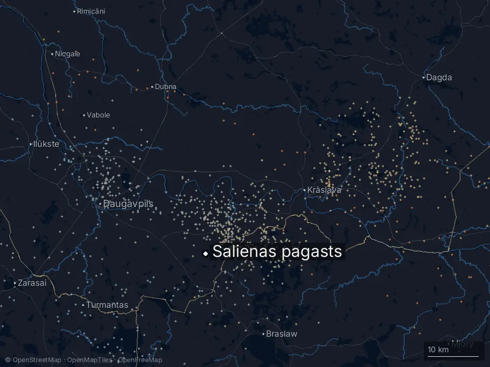 Karte der Blitze bei Salienas pagasts am Montag, 29. Juni 2026