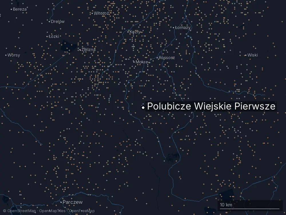 Karte der Blitze bei Polubicze Wiejskie Pierwsze am Mittwoch, 1. Juli 2026