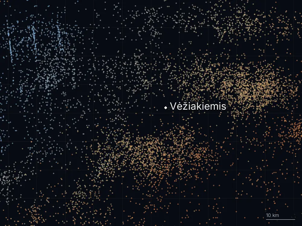 Karte der Blitze bei Vėžiakiemis am Mittwoch, 1. Juli 2026