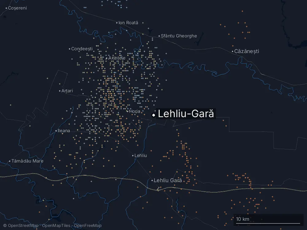 Karte der Blitze bei Lehliu-Gară am Donnerstag, 2. Juli 2026